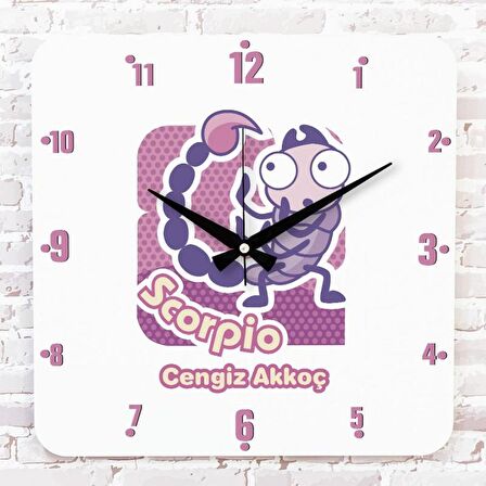 Akrep Burcuna Hediye Ahşap Saat 33cm KA01-1508