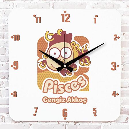 Balık Burcuna Hediye Ahşap Saat 33cm KA01-1510