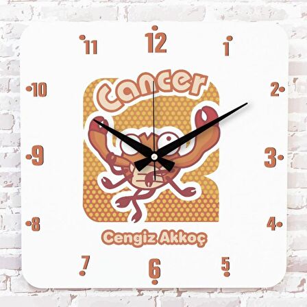 Yengeç Burcuna Hediye Ahşap Saat 33cm KA01-1519