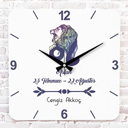 Aslan Burcuna Hediye Ahşap Saat 33cm KA01-1521