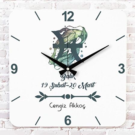 Balık Burcuna Hediye Ahşap Saat 33cm KA01-1522