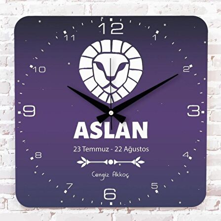 Aslan Burcuna Hediye Ahşap Saat 33cm KA01-1533