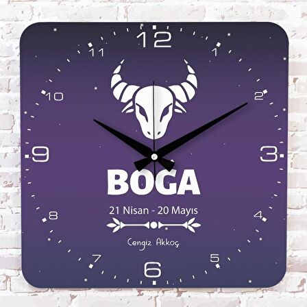 Boğa Burcuna Hediye Ahşap Saat 33cm KA01-1536