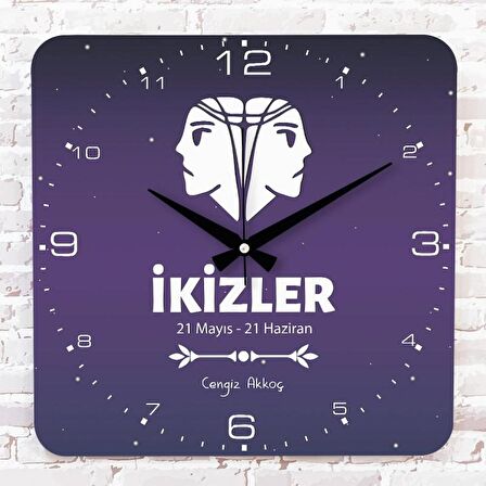 İkizler Burcuna Hediye Ahşap Saat 33cm KA01-1537