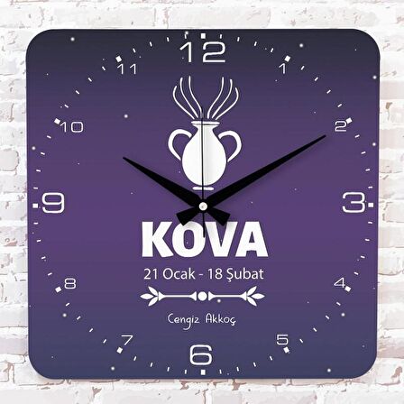 Kova Burcuna Hediye Ahşap Saat 33cm KA01-1539