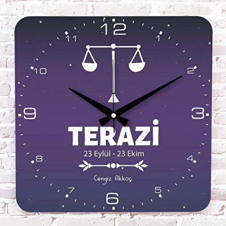 Terazi Burcuna Hediye Ahşap Saat 33cm KA01-1541