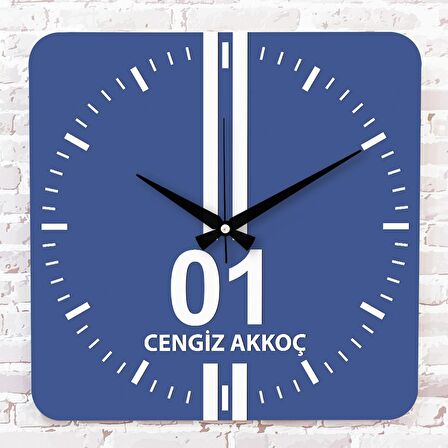 Mavi & Beyaz Adanalılara Hediye Özel Ahşap Saat 33cm KA01-1550