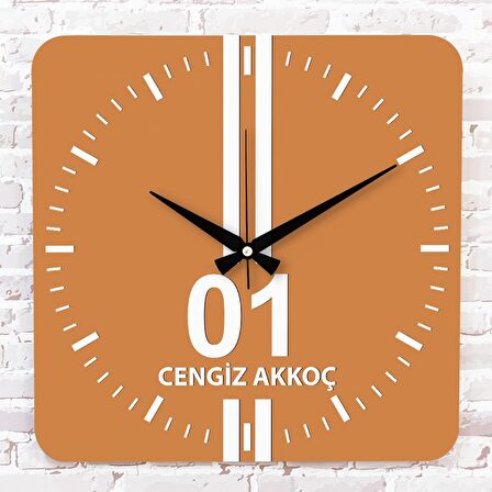 Turuncu & Beyaz Adanalılara Hediye Özel Ahşap Saat 33cm KA01-1551