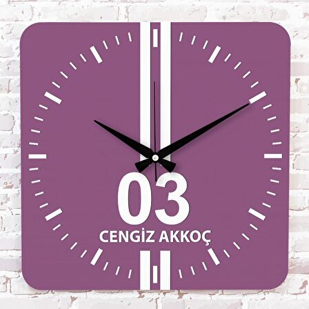 Mor & Beyaz Afyonlulara Özel Ahşap Saat 33cm KA01-1552