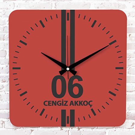Kırmızı & Siyah Ankaralılara Özel Ahşap Saat 33cm KA01-1556