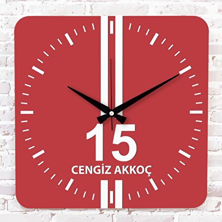 Kırmızı & Beyaz Burdurlulara Özel Ahşap Saat 33cm KA01-1566