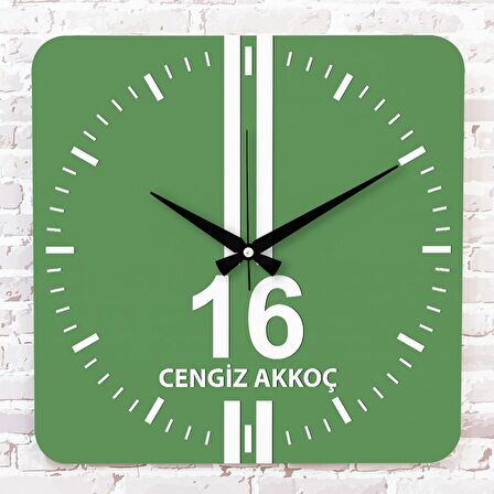 Yeşil & Beyaz Bursalılara Özel Ahşap Saat 33cm KA01-1567