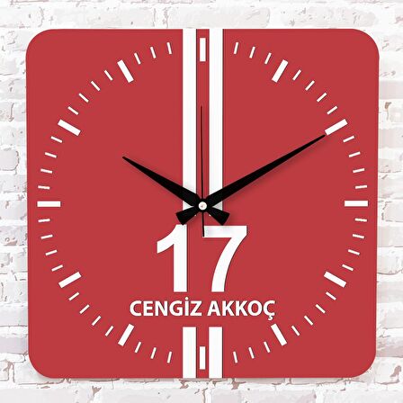 Kırmızı & Beyaz Çanakkalelilere Özel Ahşap Saat 33cm KA01-1568
