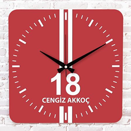 Kırmızı & Beyaz Çankırılılara Özel Ahşap Saat 33cm KA01-1569