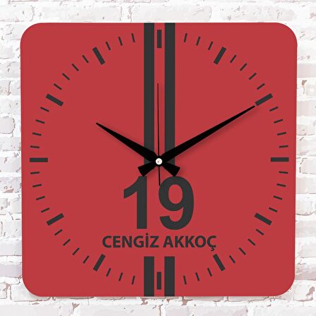 Kırmızı & Siyah Çorumlulara Özel Ahşap Saat 33cm KA01-1570