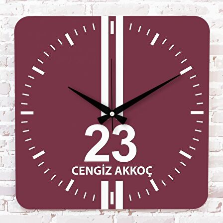 Bordo & Beyaz Elazığlılara Özel Ahşap Saat 33cm KA01-1574