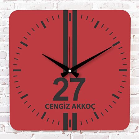 Kırmızı & Siyah Gazianteplilere Özel Ahşap Saat 33cm KA01-1578