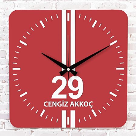 Kırmızı & Beyaz Gümüşhanelilere Özel Ahşap Saat 33cm KA01-1580