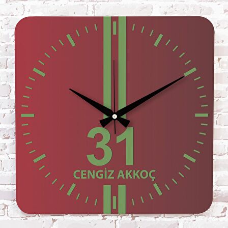 Kırmızı & Yeşil Hataylılara Özel Ahşap Saat 33cm KA01-1582