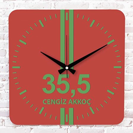 Kırmızı & Yeşil İzmirlilere Özel Ahşap Saat 33cm KA01-1590