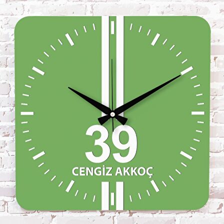 Yeşil & Beyaz Kırklarelililere Özel Ahşap Saat 33cm KA01-1594