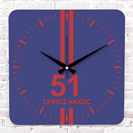 Kırmızı & Mavi Niğdelilere Özel Ahşap Saat 33cm KA01-1607