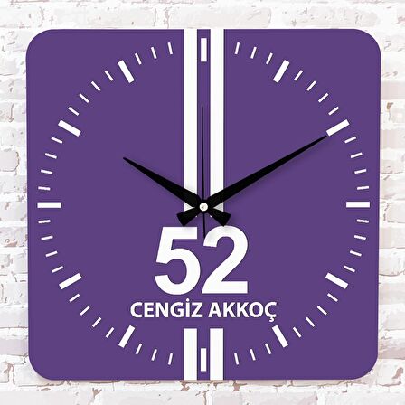 Mor & Beyaz Ordululara Özel Ahşap Saat 33cm KA01-1608