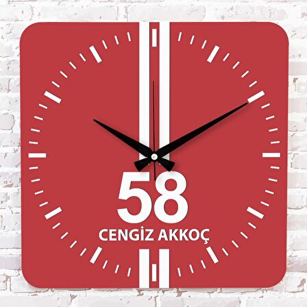 Kırmızı & Beyaz Sivaslılara Özel Ahşap Saat 33cm KA01-1614