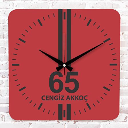 Kırmızı & Siyah Vanlılara Ahşap Saat 33cm KA01-1621