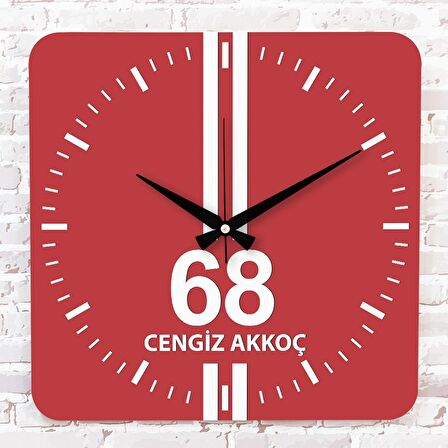 Kırmızı & Beyaz Aksaraylılara Özel Ahşap Saat 33cm KA01-1624