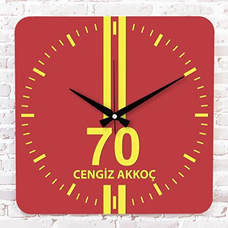 Sarı & Kırmızı Karamanlılara Özel Ahşap Saat 33cm KA01-1626