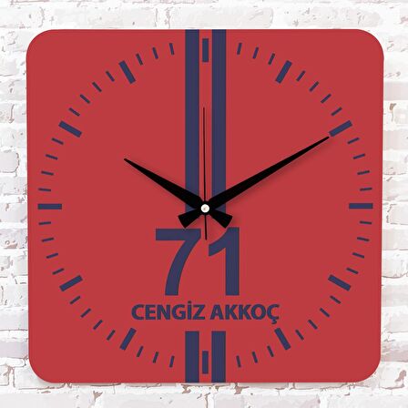 Kırmızı & Mavi Kırıkkalelilere Özel Ahşap Saat 33cm KA01-1627