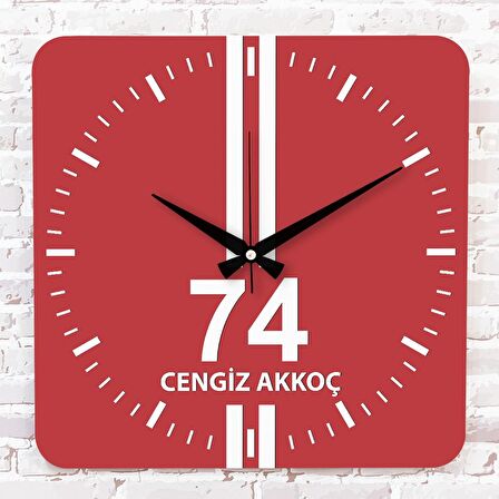 Kırmızı & Beyaz Bartınlılara Özel Ahşap Saat 33cm KA01-1630