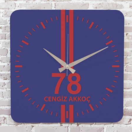 Kırmızı & Mavi Karabüklülere Özel Ahşap Saat 33cm KA01-1634