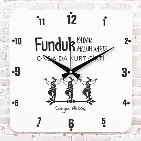 Karadenizliye Hediye Funduk Kadar Aklin Vardi Tasarımlı Ahşap Saat 33cm KA01-1654