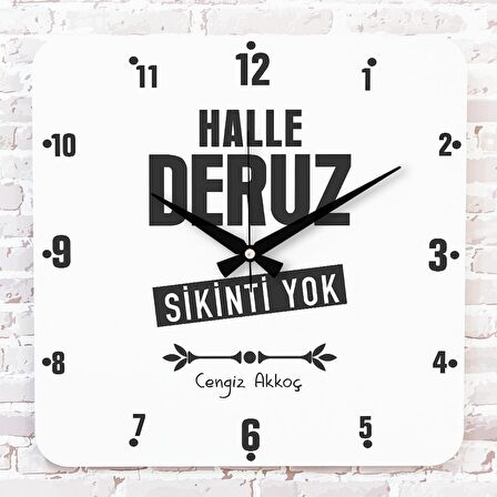 Karadenizliye Hediye Hallederuz Sikinti Yok Tasarımlı Ahşap Saat 33cm KA01-1659