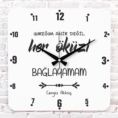 Karadenizliye Hediye Yureğum Ahir Değil Tasarımlı Ahşap Saat 33cm KA01-1681