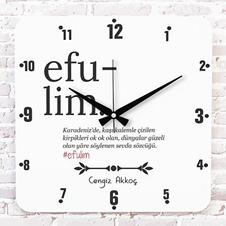 Karadenizliye Hediye Efulim Tasarımlı Ahşap Saat 33cm KA01-1683