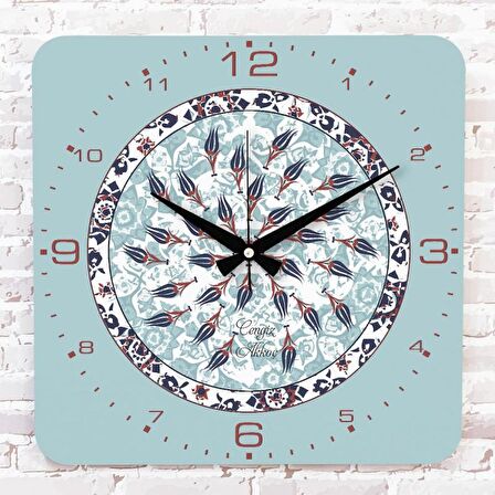 Kişiye Özel Çini Desenli Hediye Ahşap Saat 33cm KA01-1690