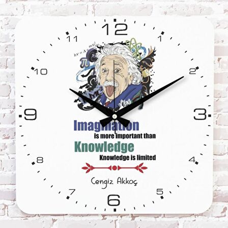 Kişiye Özel Einstein Tasarımlı Hediye Ahşap Saat 33cm KA01-1709
