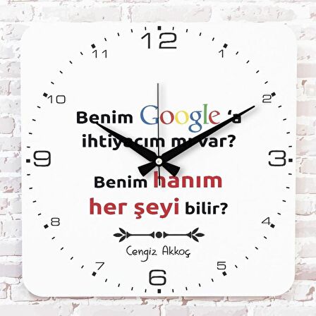 Kişiye Özel Google’a ihtiyacım mı var_ Tasarımlı Hediye Ahşap Saat 33cm KA01-1712
