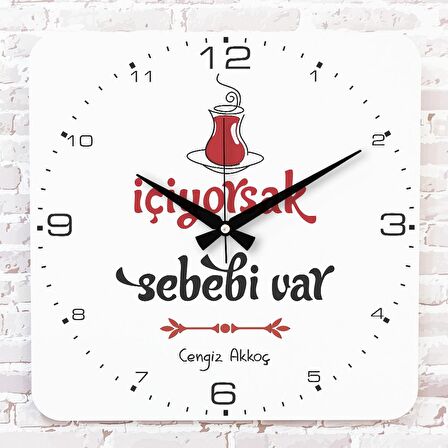 Kişiye Özel İçiyorsak Sebebi Var Tasarımlı Hediye Ahşap Saat 33cm KA01-1720