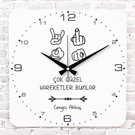 Kişiye Özel Çok Güzel Hareketler Bunlar Tasarımlı Hediye Ahşap Saat 33cm KA01-1722