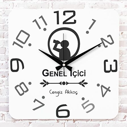 Kişiye Özel Genel İçici Tasarımlı Hediye Ahşap Saat 33cm KA01-1735