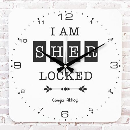Kişiye Özel I’am Sher Locked Tasarımlı Hediye Ahşap Saat 33cm KA01-1738