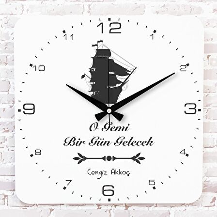 Kişiye Özel O Gemi Gelecek Tasarımlı Hediye Ahşap Saat 33cm KA01-1748