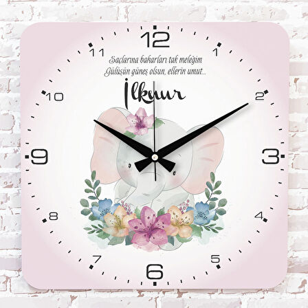 Kişiye Özel Çocuk Odası Hediyesi Ahşap Saat 33cm KA01-1751