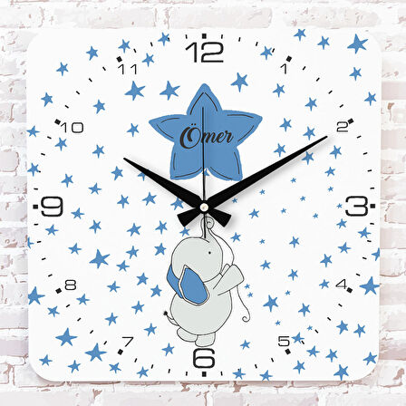 Kişiye Özel Çocuk Odası Hediyesi Ahşap Saat 33cm KA01-1752