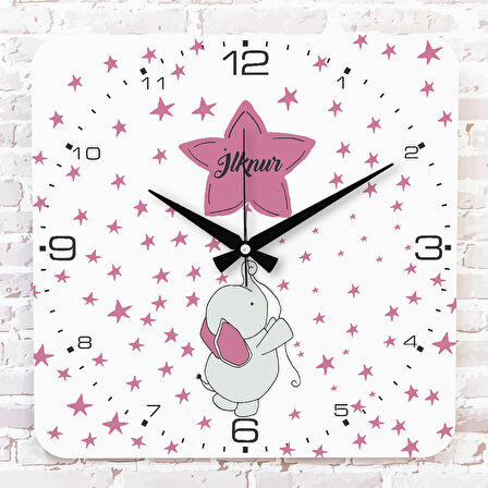 Kişiye Özel Çocuk Odası Hediyesi Ahşap Saat 33cm KA01-1753