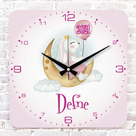 Kişiye Özel Çocuk Odası Hediyesi Ahşap Saat 33cm KA01-1757